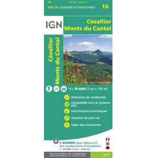 IGN Cézallier, Monts du Cantal (16) - Wandel- en Fietskaart