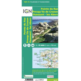 IGN Bretagne (24) - Pointe du Raz, Presqu'ile de Crozon, Ouessant - les Abers - Wandel- en Fietskaart 