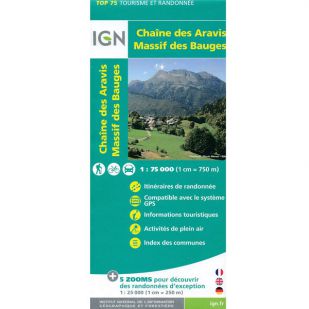 IGN Provence (32):  Chaine des Aravis - Massif des Bauges  - Wandel- en Fietskaart
