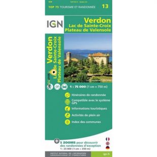 IGN Verdon (13), Lac de Sainte-Croix, Valensole  - Wandel- en Fietskaart
