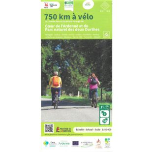 Fietsknooppuntkaart 750 km a vélo - Coeur de l'Ardenne et du deux Ourthes