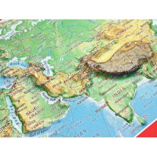 Ansichtkaart Azië met reliëf