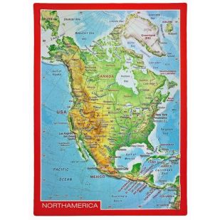 Ansichtkaart Amerika noord met reliëf