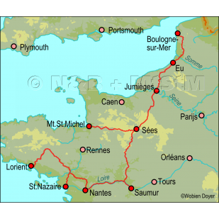 In uw App-store: Normandië en Bretagne Fietsroute tussen Ansjovis en Anjou