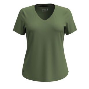 A - Smartwool Women's Active Ultralite V-Neck Short Sleeve - Fern Green