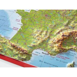 Ansichtkaart Frankrijk met reliëf 