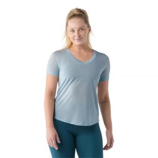 Smartwool Women's Active Ultralite V-Neck Short Sleeve Winter Sky