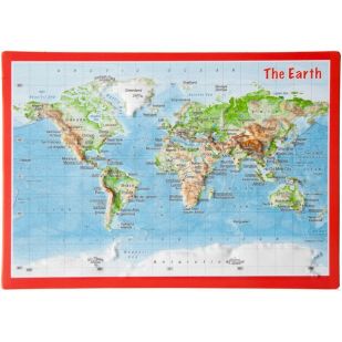 Ansichtkaart Wereld met reliëf 